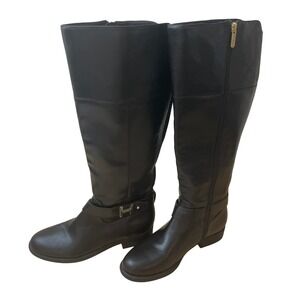 Tommy Hilfiger Black Leather Tall Riding‎ Boots Size 6.5M